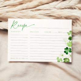 St. Patricks Day Bridal Shower Green Recipe Card Kaart