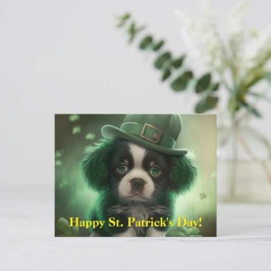 St Patrick's Day Briefkaart met een Schattigee pup (Staand voorkant)