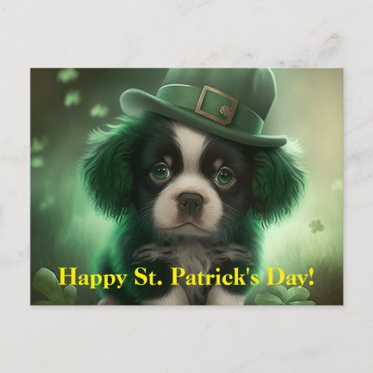 St Patrick's Day Briefkaart met een Schattigee pup (Voorkant)