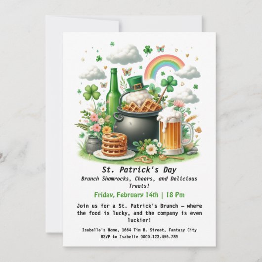 St. Patrick's Day Brunch – Klavertjes, Proost Kaart (Voorkant)