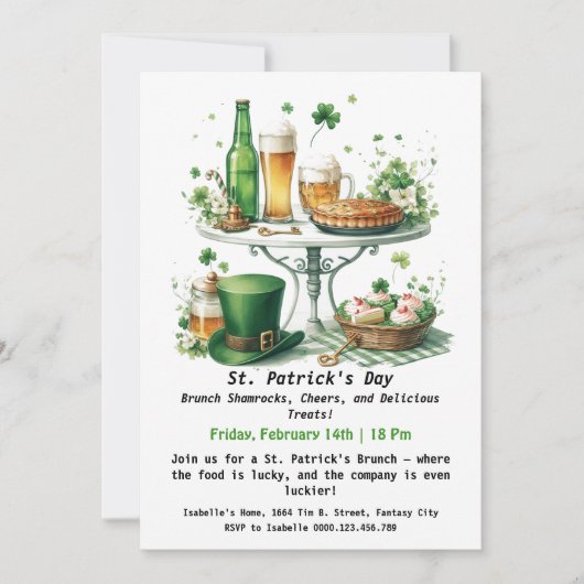 St. Patrick's Day Brunch – Klavertjes, Proost Kaart (Voorkant)