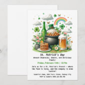 St. Patrick's Day Brunch - Shamrocks, Cheers Kaart (Voorkant / Achterkant)