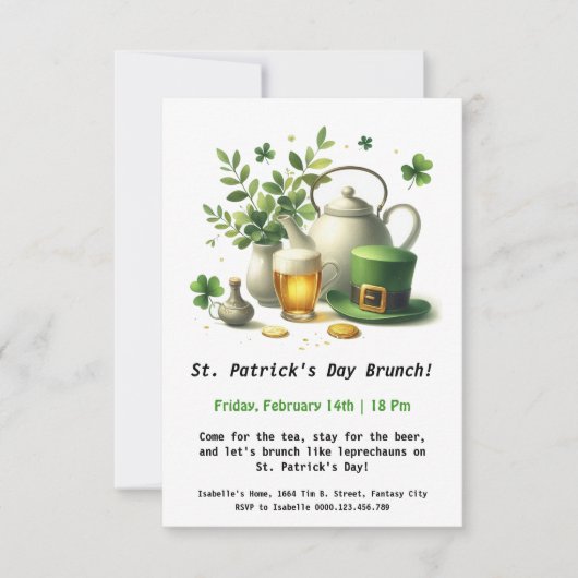 St. Patrick's Day Brunch – Thee, bier en Iers eten Kaart (Voorkant)