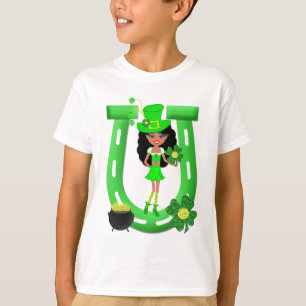 St Patrick's Day Brunette Girl Leprechaun T-shirt