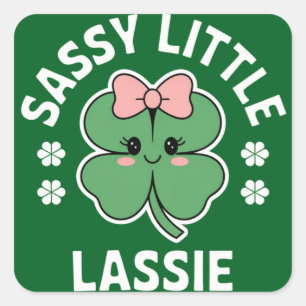 St. Patrick's Day Brutaal Klein Meisje Kinderen Me Vierkante Sticker