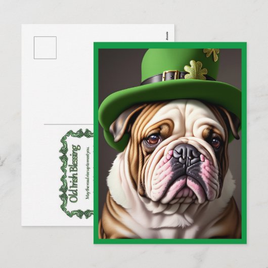St. Patrick's Day Bulldog Feestdagenkaart (Voorkant / Achterkant)