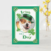 St. Patrick's Day Bulldog Kaart (Gele Bloem)