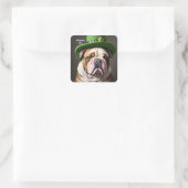 St. Patrick's Day Bulldog Vierkante Sticker (Tas)