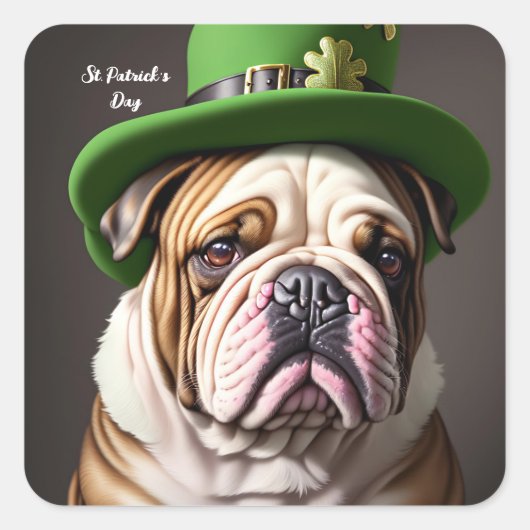 St. Patrick's Day Bulldog Vierkante Sticker (Voorkant)