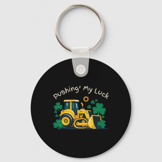 St. Patrick's Day Bulldozer Pret Fun Bouw Kinderen Sleutelhanger (Voorkant)