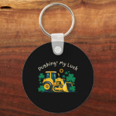 St. Patrick's Day Bulldozer Pret Fun Bouw Kinderen Sleutelhanger (Voorkant)