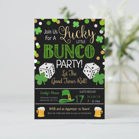 St. Patrick's Day Bunco Party Invitation Kaart (Staand voorkant)