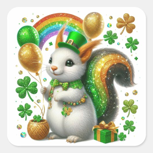 St. Patricks Day Bunny Vierkante Sticker (Voorkant)