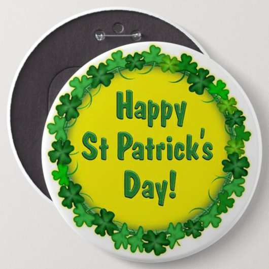 St Patrick's Day Button/Clovers Ronde Button 6,0 Cm (Voorkant /achterkant)