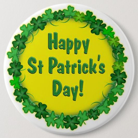 St Patrick's Day Button/Clovers Ronde Button 6,0 Cm (Voorkant)
