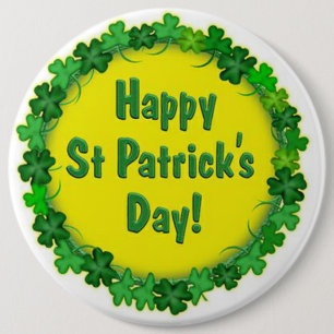 St Patrick's Day Button/Clovers Ronde Button 6,0 Cm