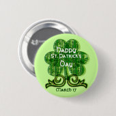 St. Patrick's Day Button ~ Grunge Shamrock (Voorkant /achterkant)