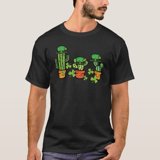 St Patricks Day Cactus Saint Paddys Pattys Men Wom T-shirt (Voorkant)