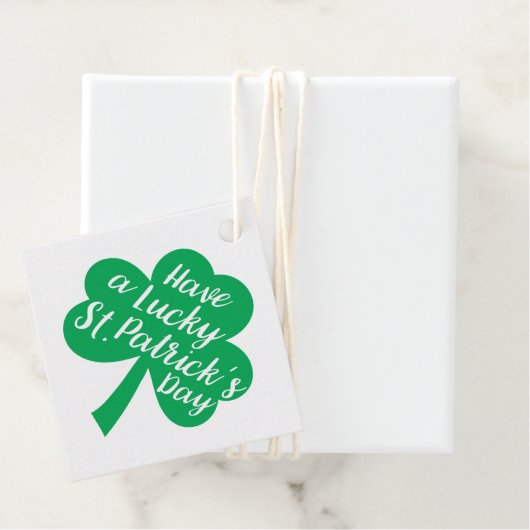 St. Patrick's Day Cadeau Labels, Green Lucky Shamr Bedankjes Labels (In situ)
