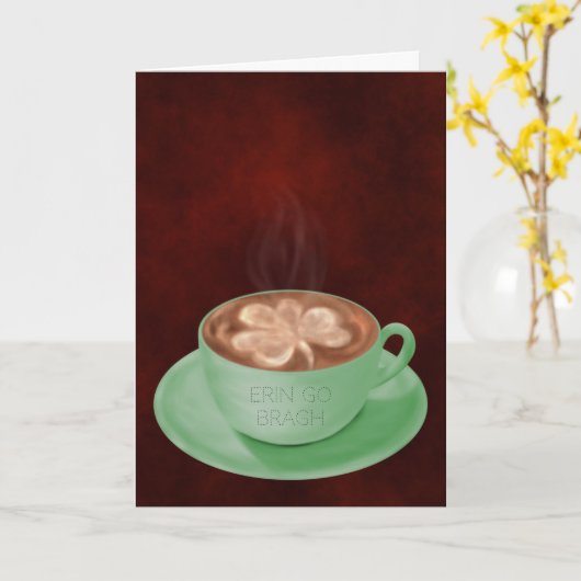 St. Patrick's Day Cappuccino Art Kaart (Gele Bloem)