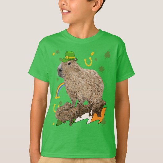 St. Patrick's Day Capybara Iers T-shirt (Voorkant)