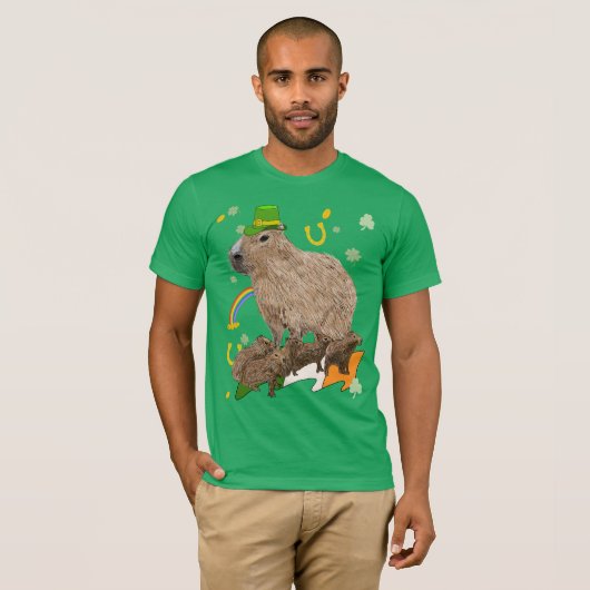 St Patricks Day Capybara Irish T-shirt (Voorkant volledig)