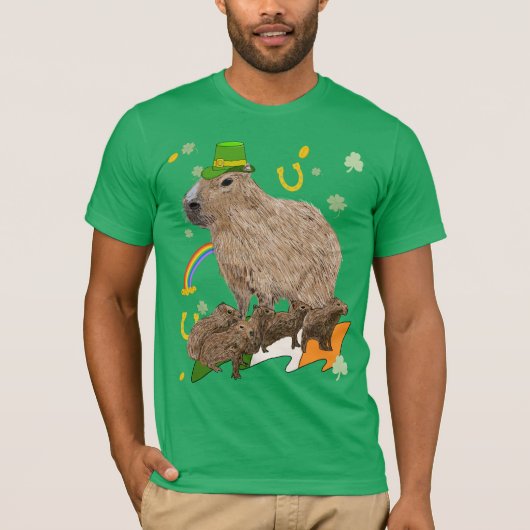 St Patricks Day Capybara Irish T-shirt (Voorkant)