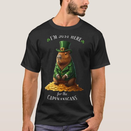 St. Patrick's Day capybara kabouter gouden munten T-shirt (Voorkant)