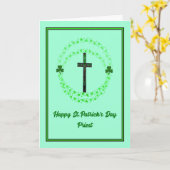 St. Patrick's Day Card for Priest with Cross Kaart (Gele Bloem)