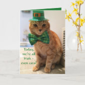 St. Patrick's Day Card met een schattige kat Kaart (Gele Bloem)