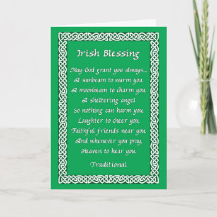 St Patrick's Day Card met Irish Blessing op Green Kaart