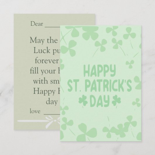 St. Patrick's Day Card Notitiekaartje (Voorkant / Achterkant)