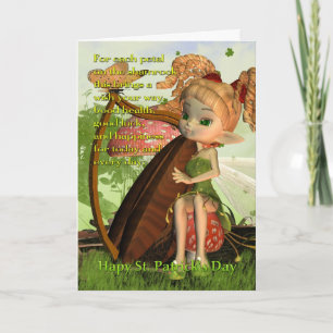 St. Patrick's Day Card - Shamrock Irish Fairy Kaart