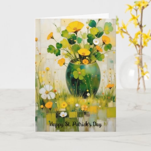 St. Patrick's Day Card with Green Vase Kaart (Gele Bloem)