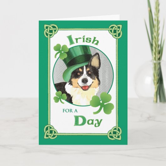 St. Patrick's Day Cardigan Welsh Corgi Kaart (Voorkant)
