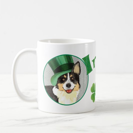 St. Patrick's Day Cardigan Welsh Corgi Koffiemok (Links)