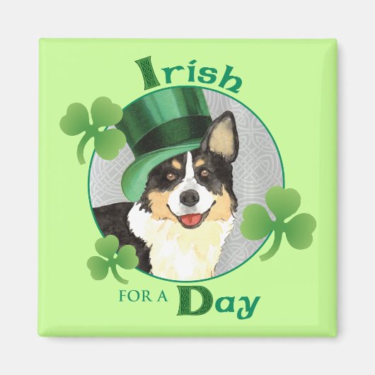 St. Patrick's Day Cardigan Welsh Corgi Magneet (Voorkant)