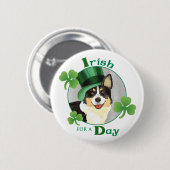 St. Patrick's Day Cardigan Welsh Corgi Ronde Button 5,7 Cm (Voorkant /achterkant)
