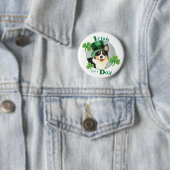 St. Patrick's Day Cardigan Welsh Corgi Ronde Button 5,7 Cm (In situ)