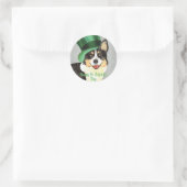 St. Patrick's Day Cardigan Welsh Corgi Ronde Sticker (Tas)