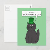 St Patrick's Day Cartoon Cat in a Pet Briefkaart (Voorkant / Achterkant)