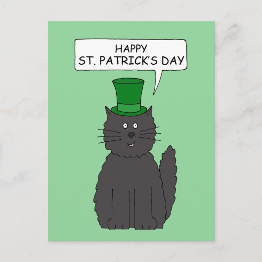 St Patrick's Day Cartoon Cat in a Pet Briefkaart (Voorkant)