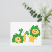 St Patrick's Day Cartoon Lions briefkaart (Staand voorkant)