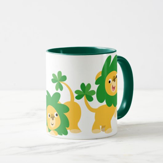 St Patrick's Day Cartoon Lions mok (Voorkant rechts)