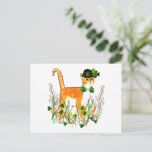 St. Patrick's Day Cat Briefkaart (Staand voorkant)