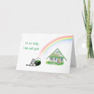 St. Patrick's Day Cat en Rainbow Kaart