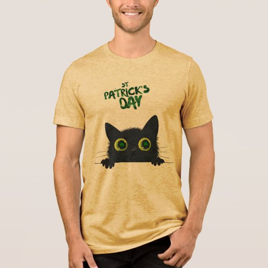 St. Patrick's Day Cat Funny Tri-Blend Shirt (Voorkant)