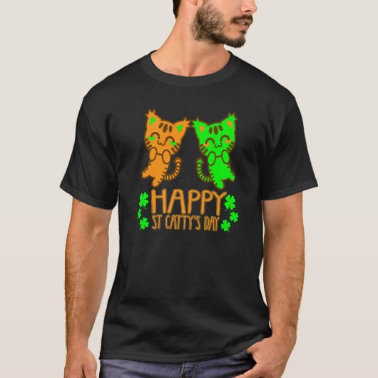 St Patrick's Day Cat Happy Saint Catty's Day T-shirt (Voorkant)