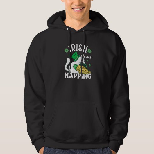St. Patricks Day Cat i was napping Premium Hoodie (Voorkant)
