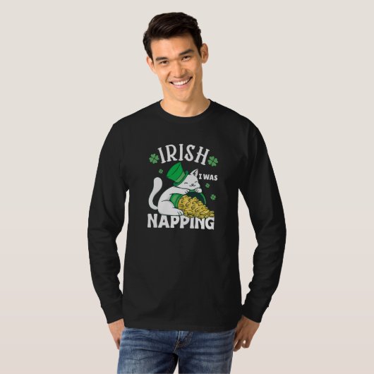 St. Patricks Day Cat i was napping Premium T-shirt (Voorkant volledig)